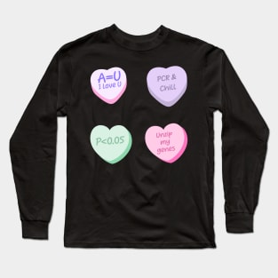 Cute Lovely Laboratory Hearts PCR and Chill Unzip my genes Sticker pack Long Sleeve T-Shirt